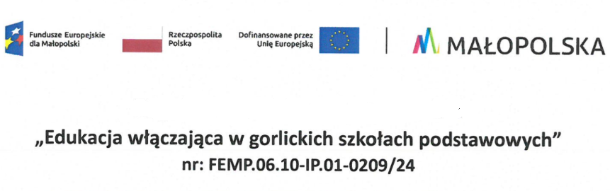 Informacja o rozpoczęciu realizacji projektu - „Edukacja włączająca w gorlickich szkołach podstawowych”